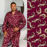 Geckos in Claret | Lightweight Men's Dressing Gown