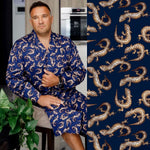 Geckos in Navy | Lightweight Men's Dressing Gown