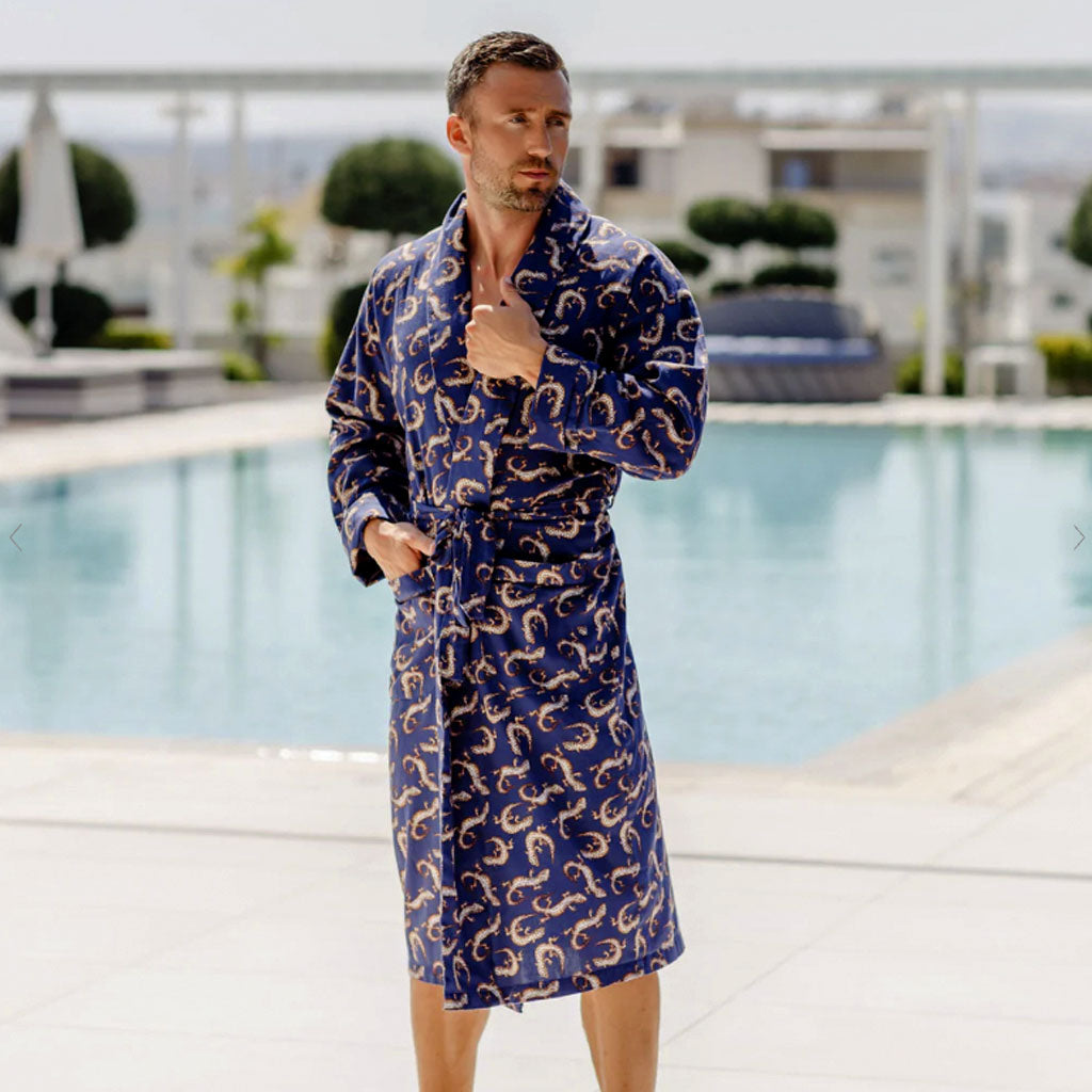 Men 3/4 Sleeve Summer Dressing Gown Robe Nightwear Loose Bathrobe Sleepwear  | Fruugo JP