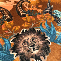 Ochre Safari Patterned Velvet Upholstery Material