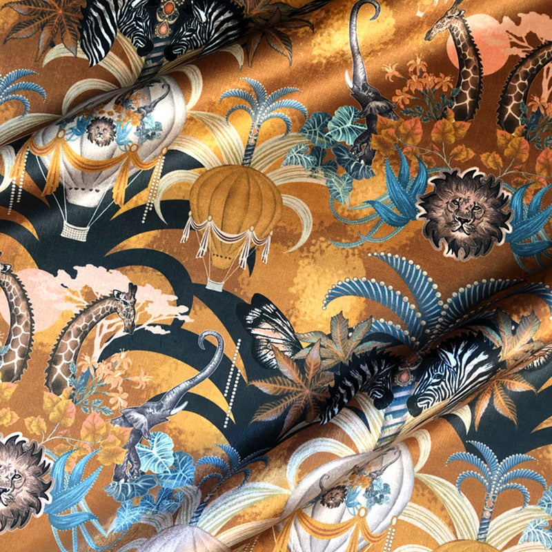 Balloon Safari in Amber | Velvet Fabric Sample