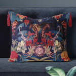Becca Who designer fabric for cushions and soft furnishings Balloon Safari velvet in Blue