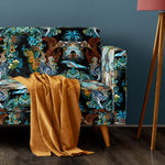 Designer patterned upholstery velvet fabric by Becca Who with Indian pattern