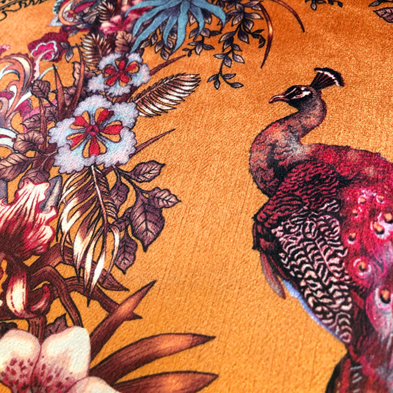Magic Of India in Turmeric | Orange Yellow Patterned Velvet Fabric