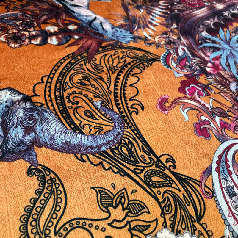 Magic Of India in Turmeric | Orange Yellow Patterned Velvet Fabric