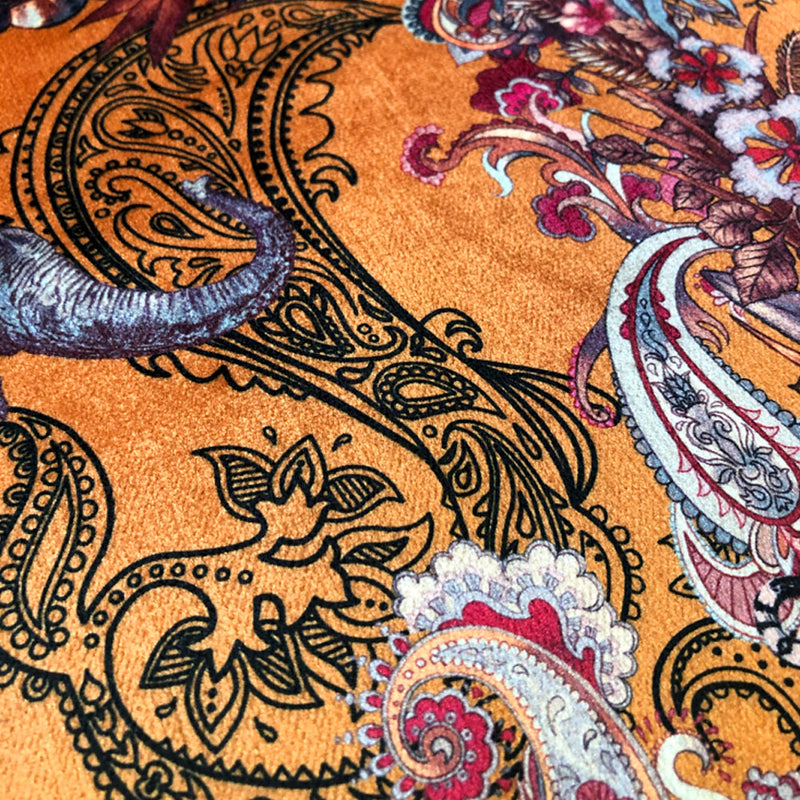 Magic Of India in Turmeric | Orange Yellow Patterned Velvet Fabric