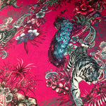 Bright Pink Designer Velvet Fabric for interiors with Indian pattern by Becca Who