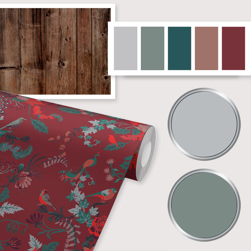 Aviana Wallpaper in Ruby Red Decor Inspiration by Becca Who