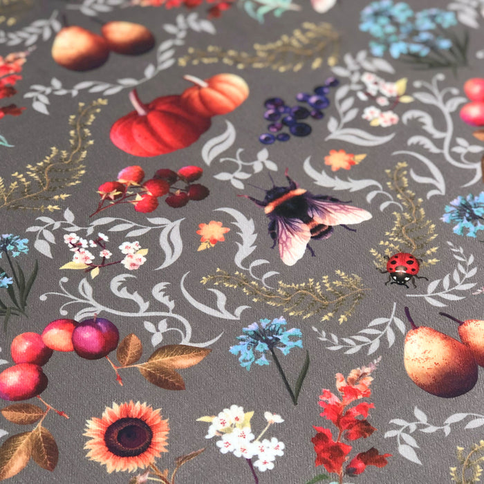 Bee Dance in Taupe | FR | Half Metre Velvet Fabric (3 available)