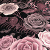 Velvet texture of Becca Who Fabric Design Bengal Rose Garden of Tiger and Roses in Dusky Pink on Black