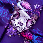 Cat Skull & Bird | Silk Twill Pocket Square
