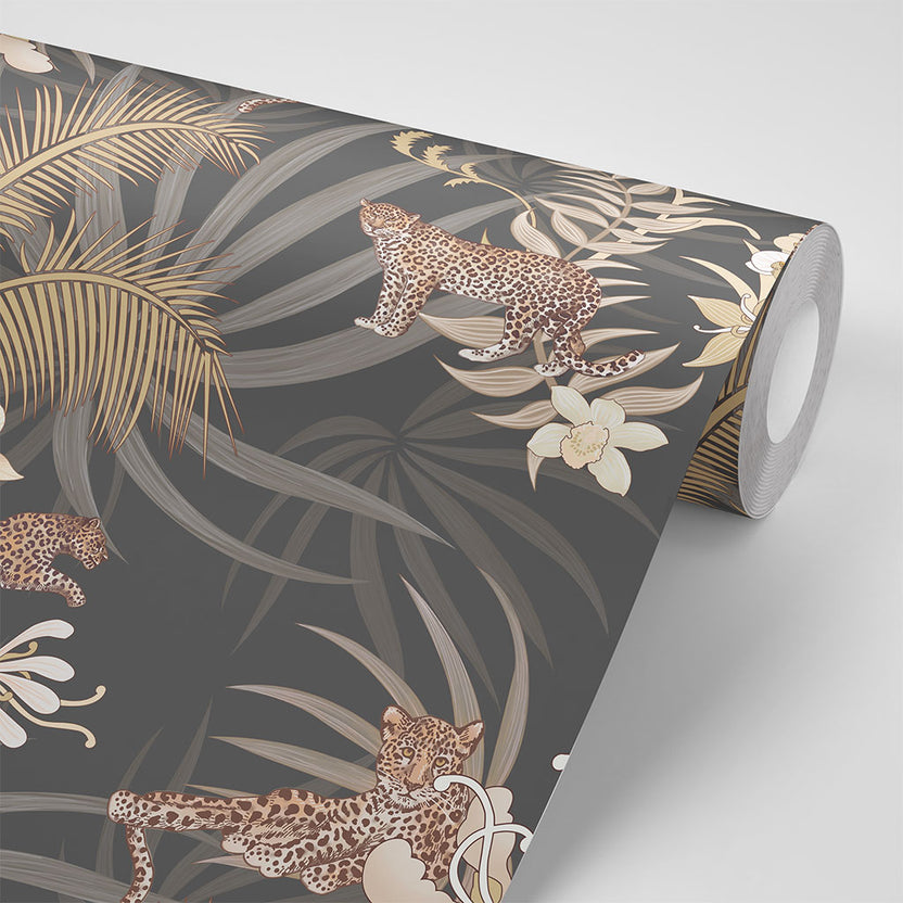 Luxury Designer Wallpaper | Leopard Luxe in Charcoal – Becca Who