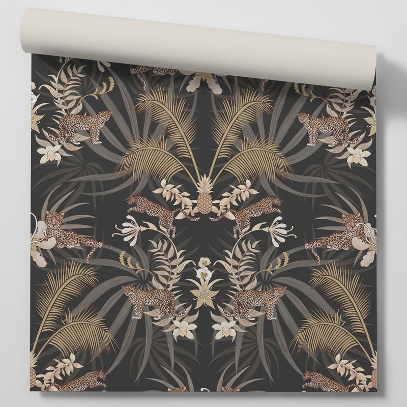 Leopard Luxe in Charcoal | Luxury Designer Wallpaper