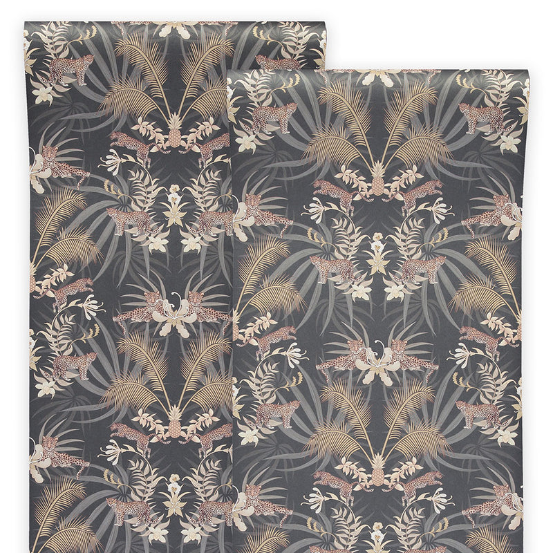 Leopard Luxe in Charcoal | Luxury Designer Wallpaper