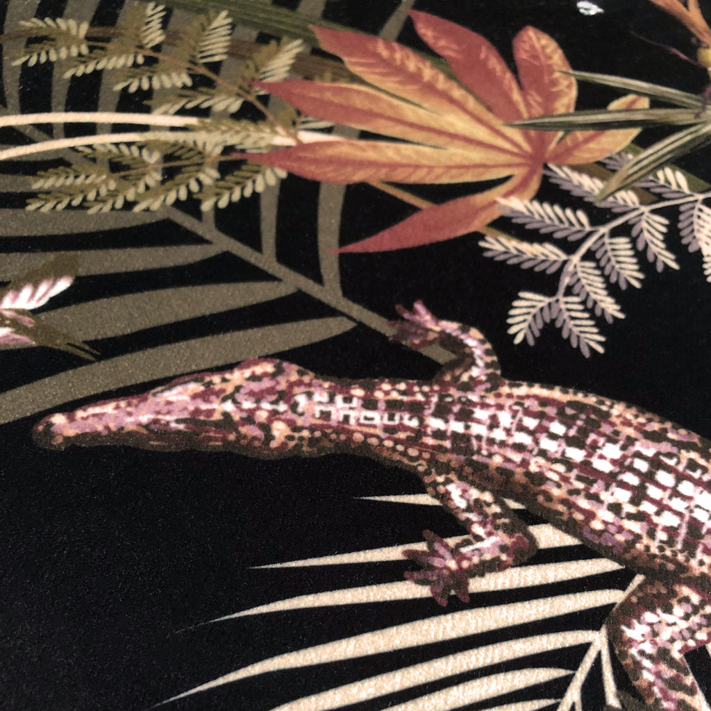 Crocodilia in Ebony | Non FR | 1 Half Metre Velvet Fabric