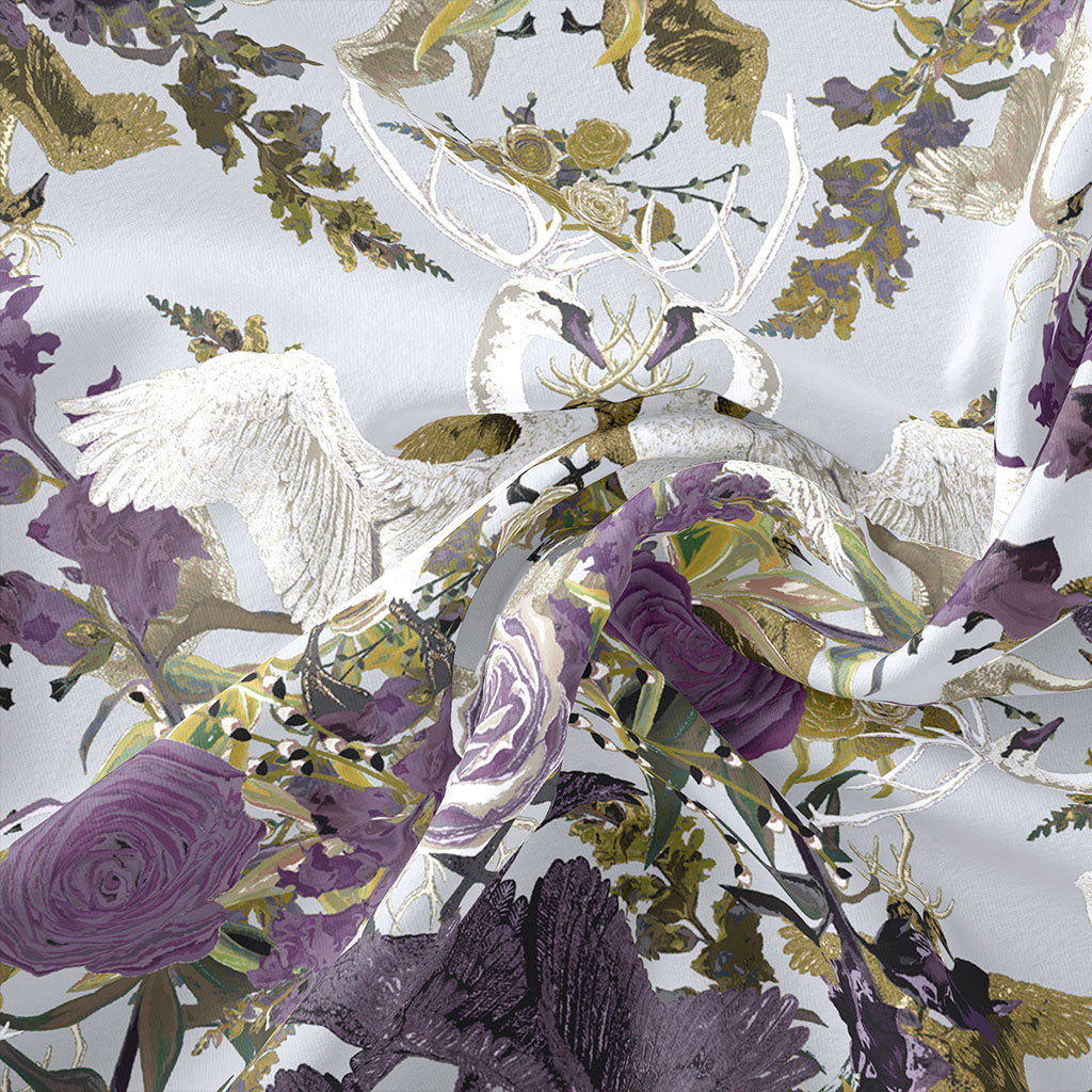 Swan Song - Attraction | Lilac Purple & Grey Velvet Fabric
