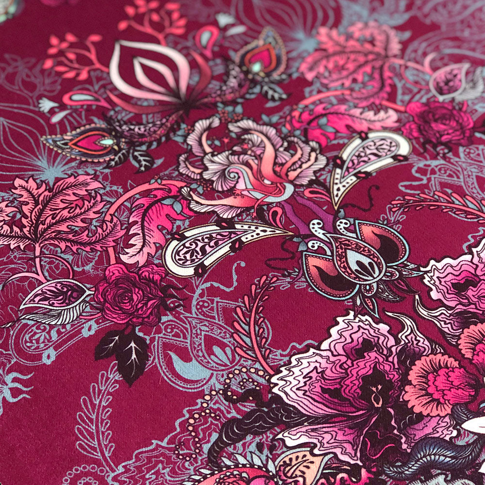 Eden in Berries Pink & Claret | Decorative Velvet Fabric – Becca Who