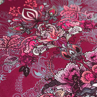 Claret Decorative Patterned Velvet Fabric for Upholstery and Curtains by Designer, Becca Who