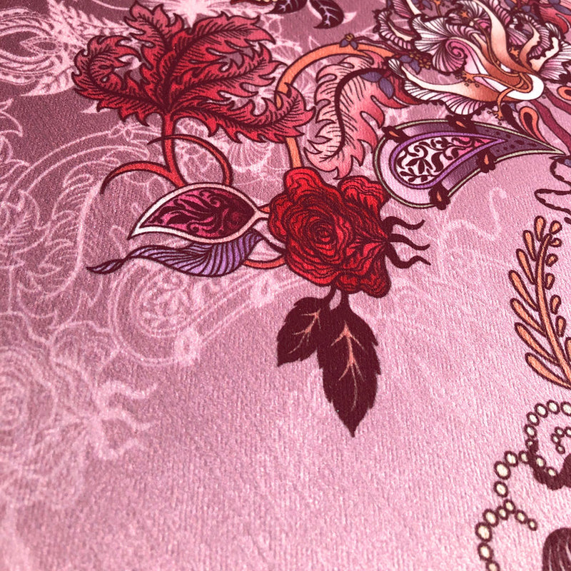 Eden in Bloom | Pink Floral Velvet Fabric