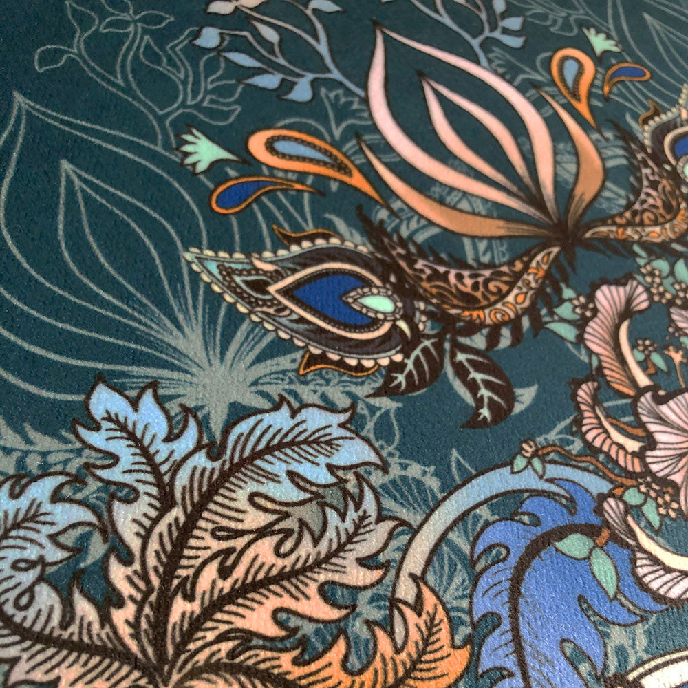 Eden in Lagoon | Teal Floral Velvet Fabric