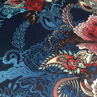 Eden in Twilight | Blue Patterned Velvet Fabric