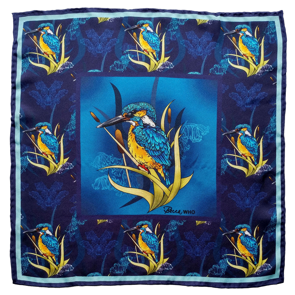 Kingfisher | Silk Twill Pocket Square in Blue