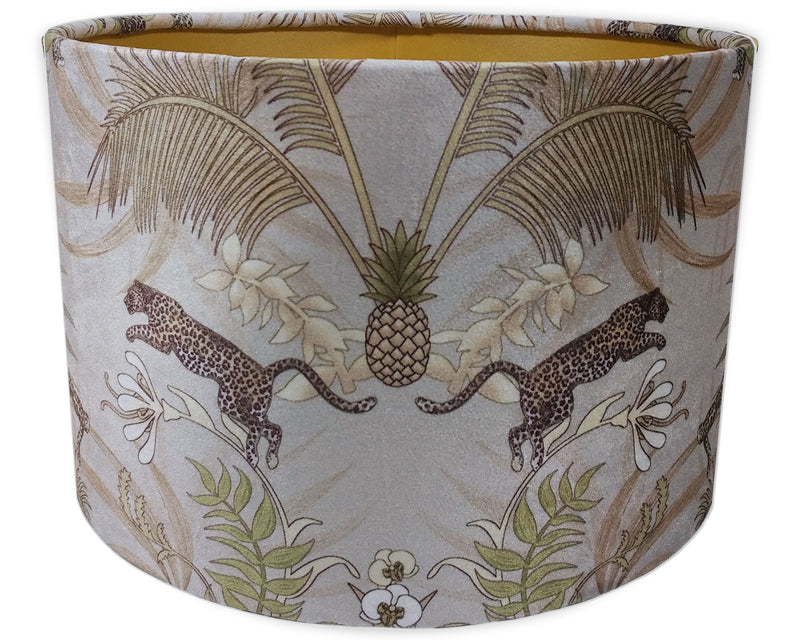 Leopard Luxe | Velvet Drum Lampshade in Natural & Gold