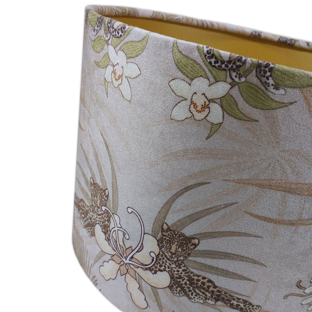 Leopard Luxe | Velvet Drum Lampshade in Natural & Gold