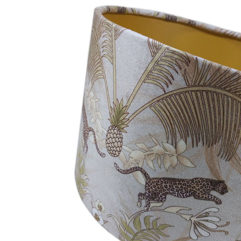 Leopard Luxe | Velvet Drum Lampshade in Natural & Gold