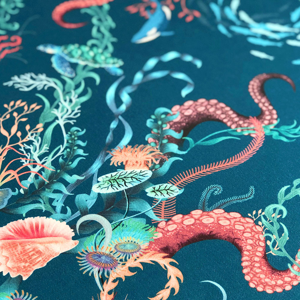 Ocean Treasures in Blue Bay | Velvet Fabric