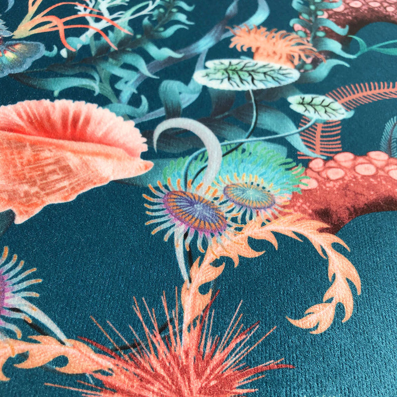 Ocean Treasures in Blue Bay | Velvet Fabric Sample