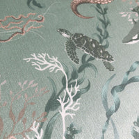 Ocean Treasures in Coastal | Pale Green Velvet Fabric