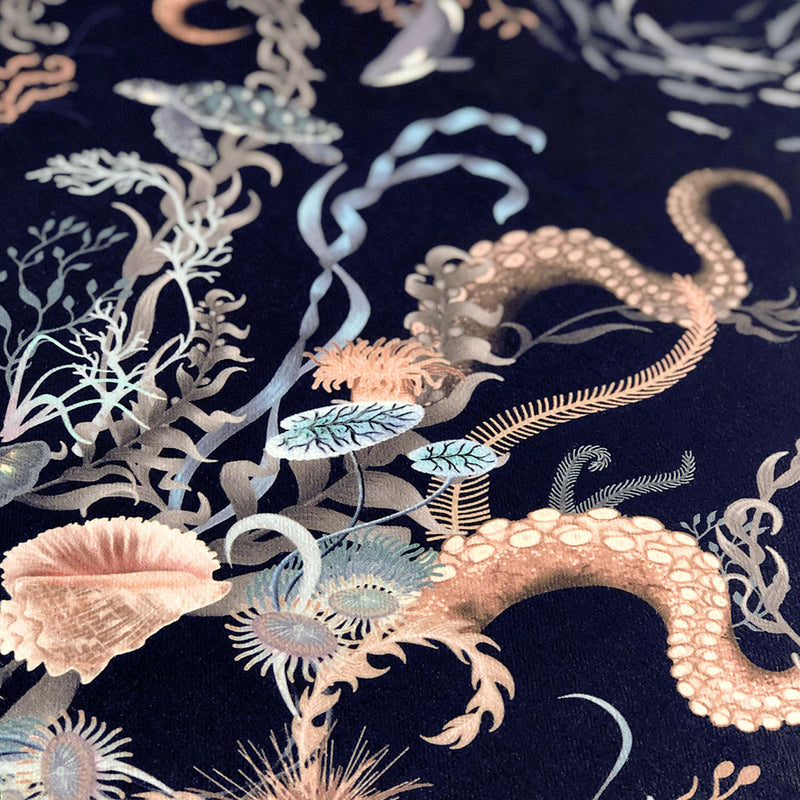 Ocean Treasures in Deepwater | Velvet Fabric Sample