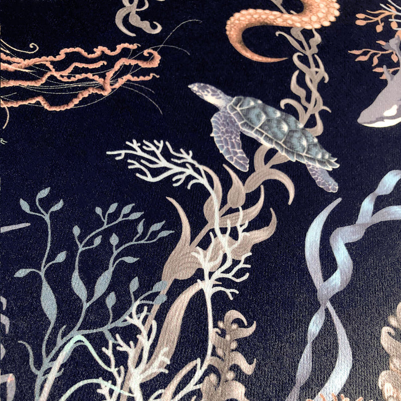 Ocean Treasures in Deepwater | Velvet Fabric Sample