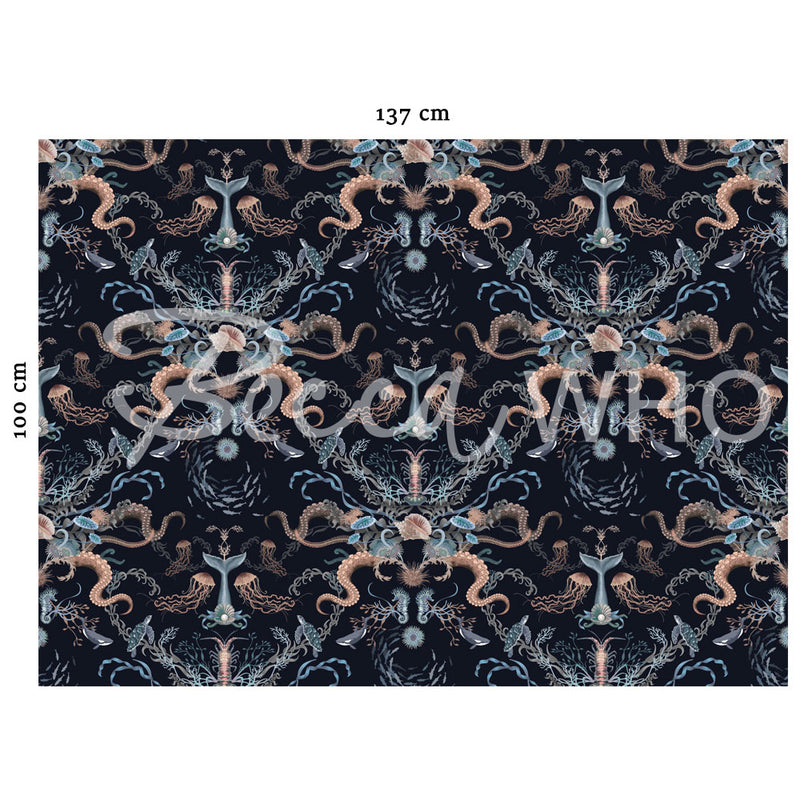 Ocean Treasures in Deepwater | Velvet Fabric Sample