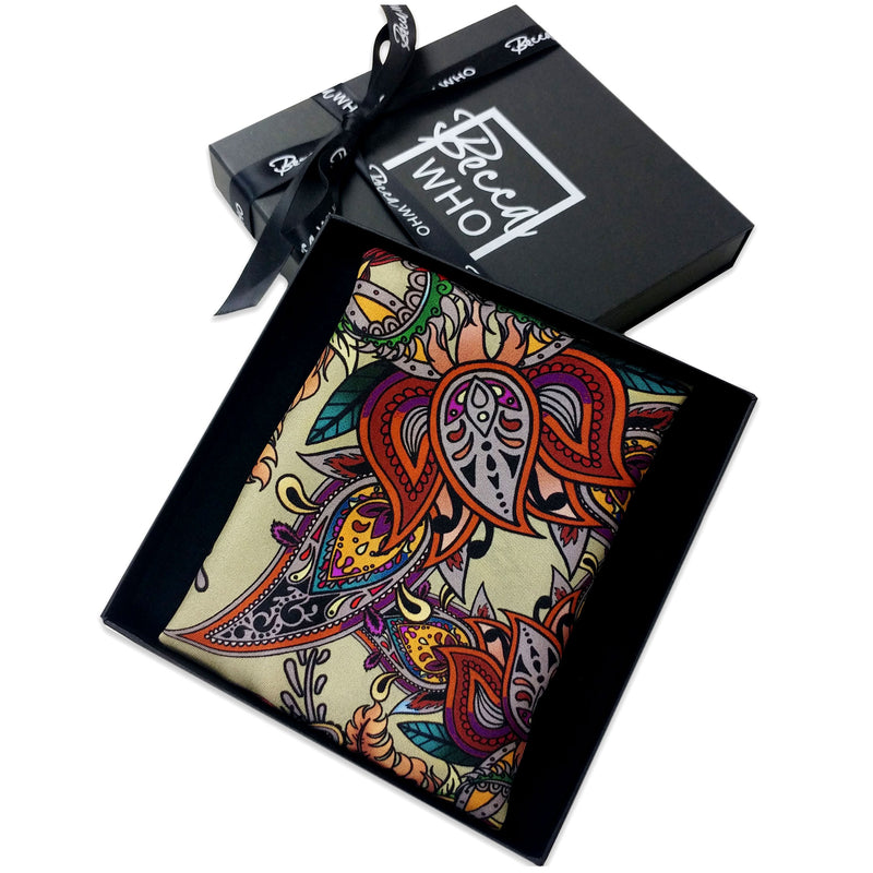 Paisley in Earthy Tones | Pure Silk Scarf 65cm