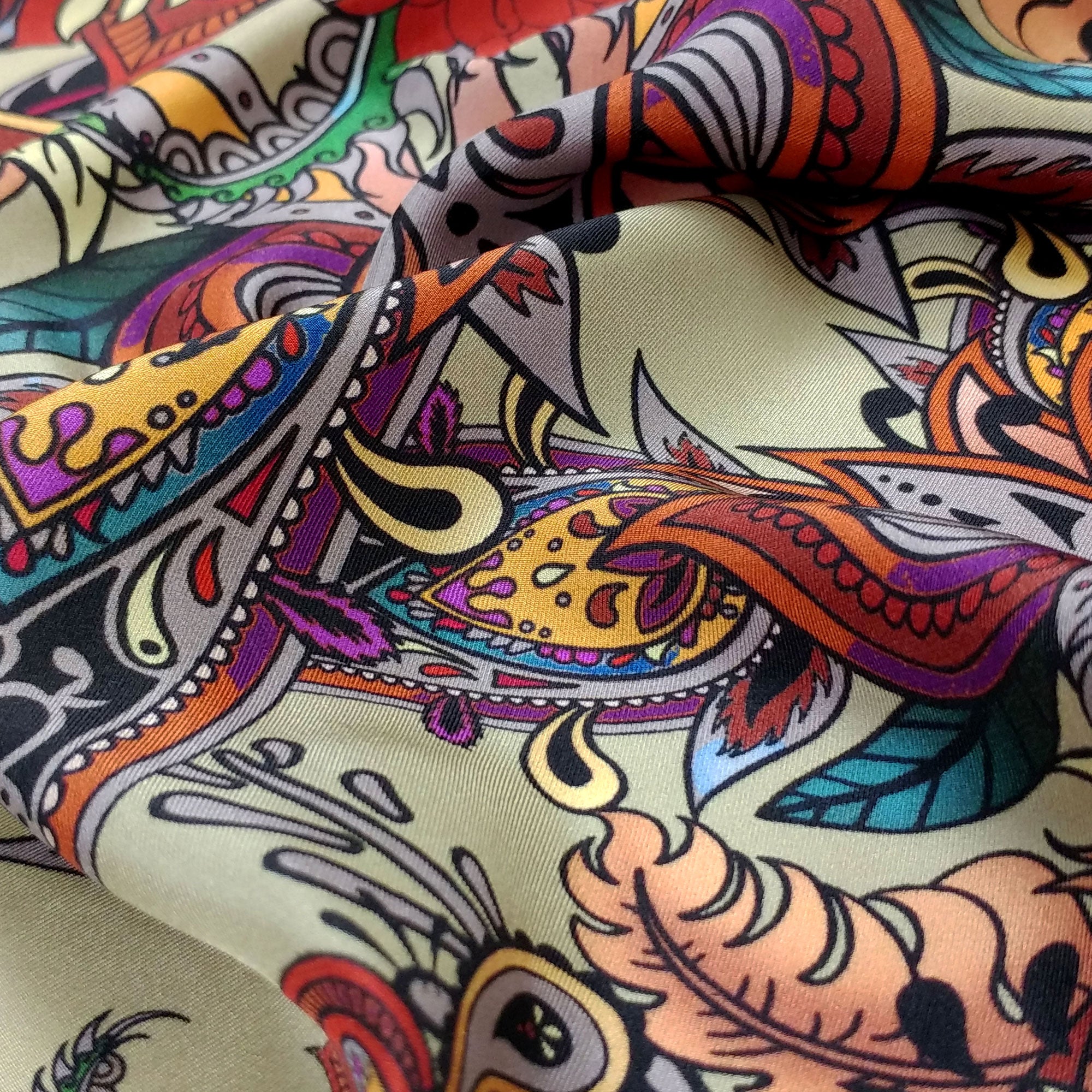 Designer Multicolored Paisley Design Psychedelic popular Print Silk Scarf Handmade Scarf