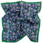Wild Pansy | Silk Twill Pocket Square in Green
