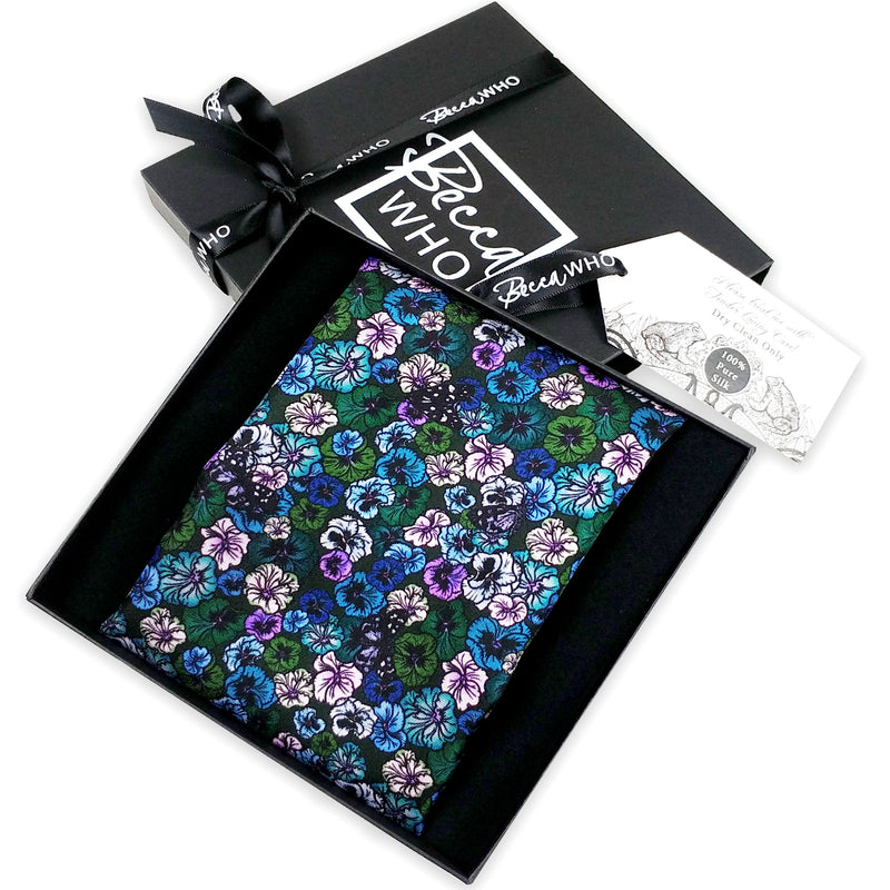 Wild Pansy | Silk Twill Pocket Square in Green