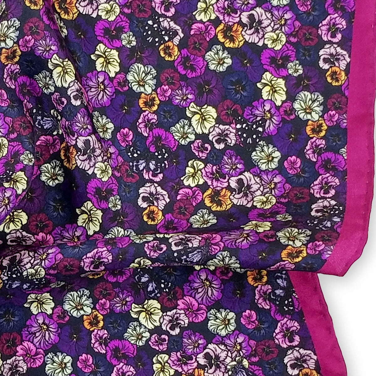 Wild Pansy | Silk Twill Pocket Square in Purple