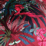 Designer fabric with Rainforest Birds design on Claret and Pink velvet by Becca Who
