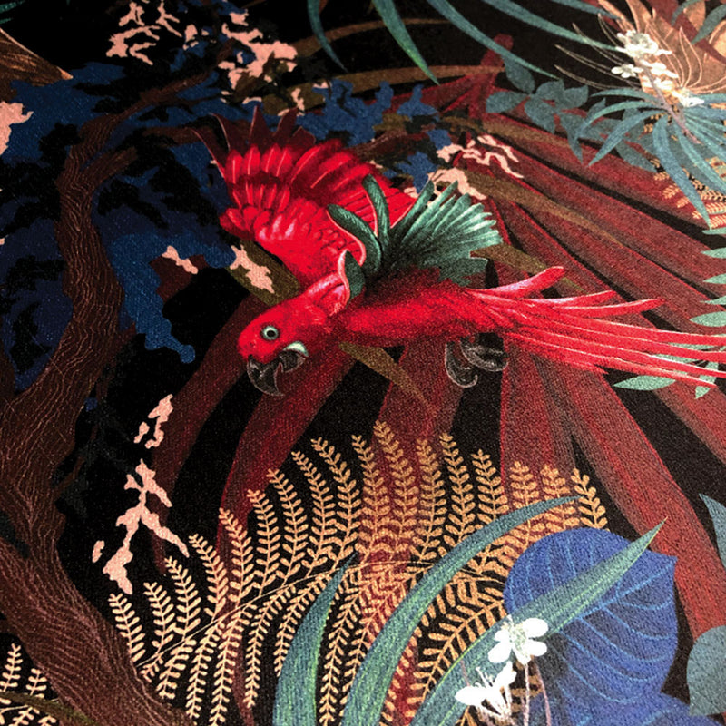 Rainforest Rush in Sultry | Black Patterned Velvet Fabric