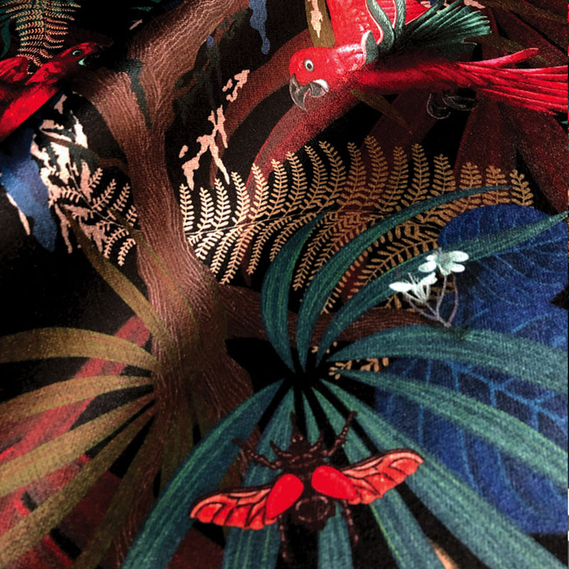 Rainforest Rush in Sultry | Black Patterned Velvet Fabric