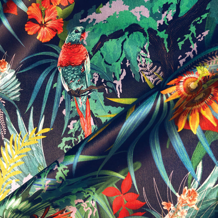 Colourful Tropical Birds Furnishing Fabric by UK Designer, Becca Who