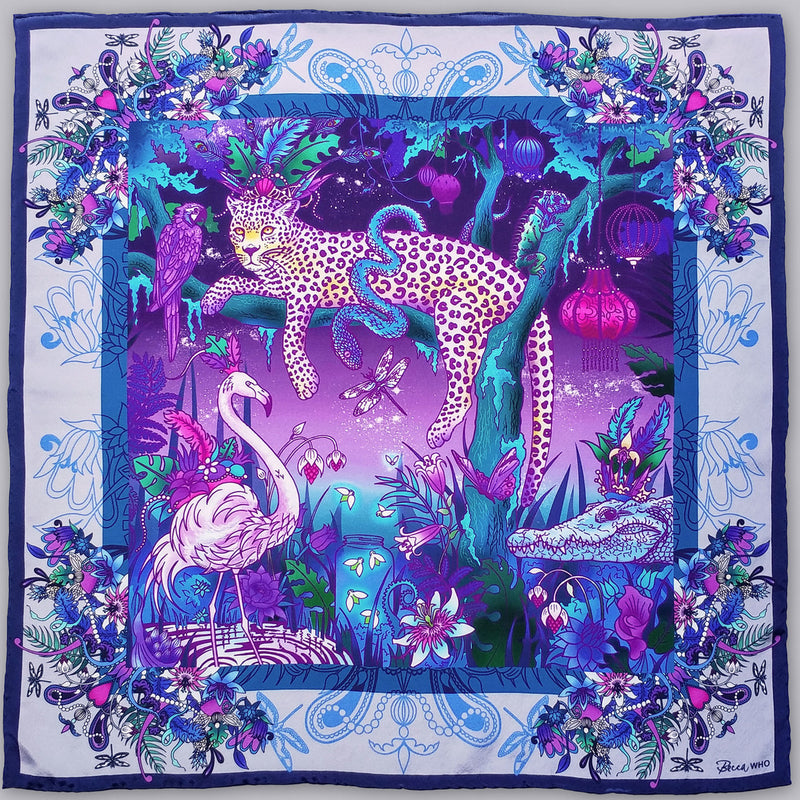 Regal Exotic Leopard | Pure Silk Scarf 65cm