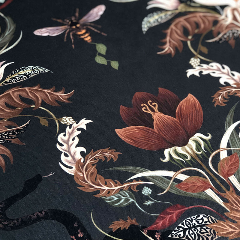 Serpentwined in Charcoal | Non FR | 1 Half Metre Velvet Fabric