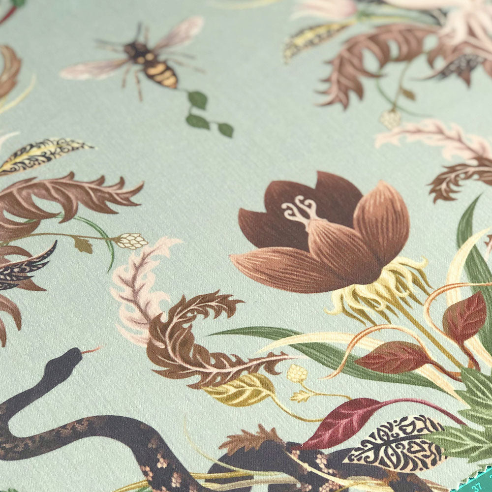 Serpentwined in Pale Moss | Velvet Fabric Sample
