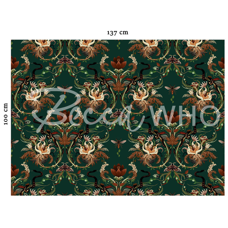 Serpentwined in Forest | Velvet Fabric