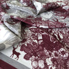 Stag in Claret & Grey | Pure Silk Neckerchief 65cm