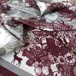 Stag in Claret & Grey | Pure Silk Neckerchief 65cm